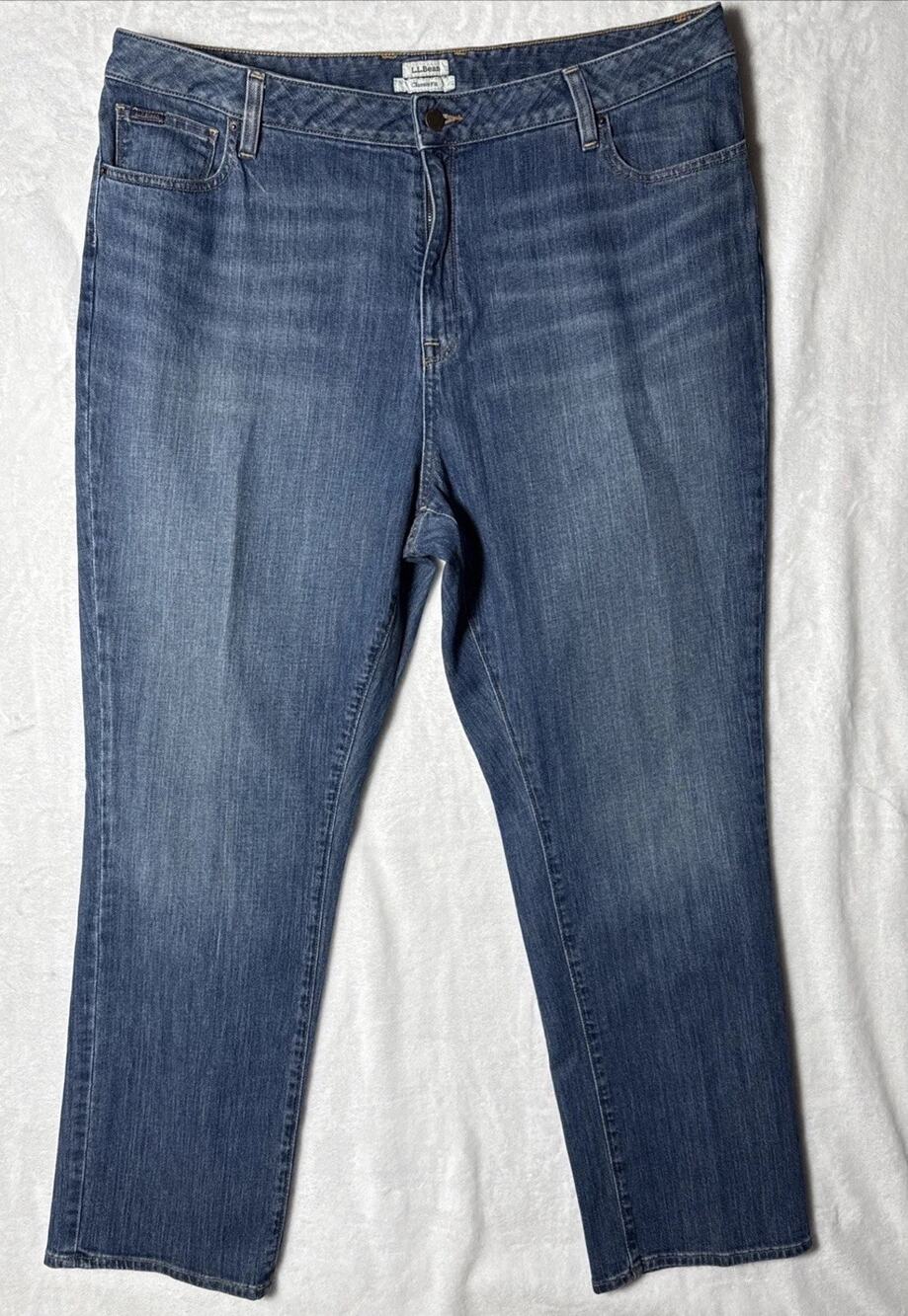 LL Bean Denim Blue Jeans Women’s Sz 18W Regular 5 Pocket Cotton Blend Casual